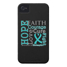 Ovarian Cancer Hope Faith Motto Case-Mate iPhone 4 Cases
