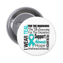 Ovarian Cancer I Wear Teal Ribbon TRIBUTE Pinback Button