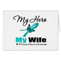 Ovarian Cancer My Hero My Wife Greeting Card