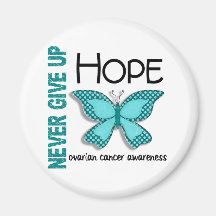 Ovarian Cancer Never Give Up Hope Butterfly 4.1 Magnets