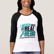 Ovarian Cancer NEVER KNEW A HERO 2 Grandmother Tshirts