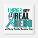 Ovarian Cancer NEVER KNEW A HERO 2 Sister Magnets