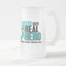 Ovarian Cancer NEVER KNEW A HERO 2 Sister Mugs