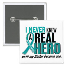 Ovarian Cancer NEVER KNEW A HERO 2 Sister Pins