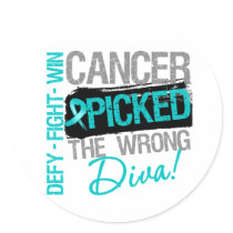 Ovarian Cancer Picked The Wrong Diva Stickers