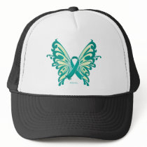 Ovarian Cancer Ribbon Butterfly Trucker Hats