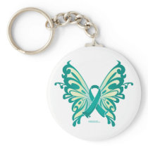 Ovarian Cancer Ribbon Butterfly Keychain