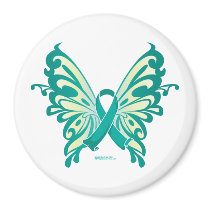 Ovarian Cancer Ribbon Butterfly Fridge Magnet