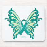 Ovarian Cancer Ribbon Butterfly Mouse Mat