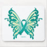Ovarian Cancer Ribbon Butterfly Mouse Mat