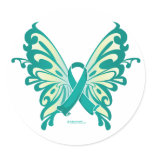 Ovarian Cancer Ribbon Butterfly Sticker