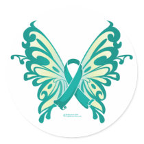 Ovarian Cancer Ribbon Butterfly Sticker