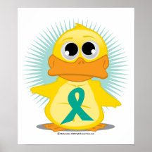 Ovarian Cancer Ribbon Duck Posters