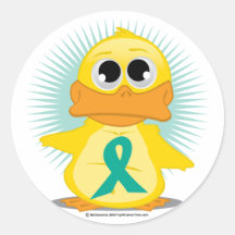 Ovarian Cancer Ribbon Duck Round Stickers