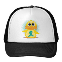 Ovarian Cancer Ribbon Duck Trucker Hat