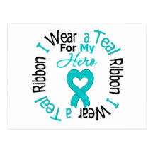 Ovarian Cancer Ribbon For My Hero Post Cards