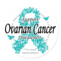Ovarian Cancer Ribbon of Butterflies Round Sticker