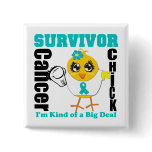 Ovarian Cancer Survivor Chick Ribbon Pinback Button
