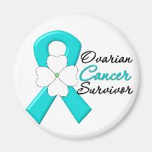 Ovarian Cancer Survivor Flower Ribbon Magnets