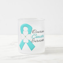 Ovarian Cancer Survivor Flower Ribbon Mugs