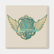 Ovarian Cancer Survivor Vintage Winged Refrigerator Magnet