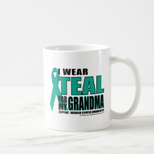 Ovarian Cancer Teal For Grandma Mugs