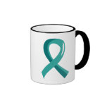 Ovarian Cancer Teal Ribbon 3 Coffee Mugs