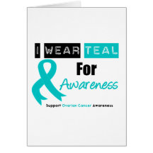 Ovarian Cancer Teal Ribbon For Awareness Cards