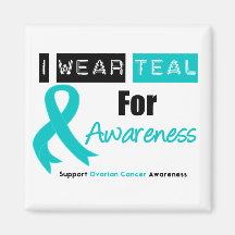 Ovarian Cancer Teal Ribbon For Awareness Fridge Magnet