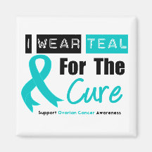 Ovarian Cancer Teal Ribbon For The Cure Refrigerator Magnets