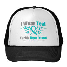 Ovarian Cancer Teal Tribal Ribbon Best Friend Trucker Hat