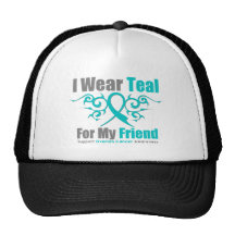 Ovarian Cancer Teal Tribal Ribbon Friend Mesh Hat