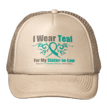 Ovarian Cancer Teal Tribal Ribbon Sister-in-Law Hat