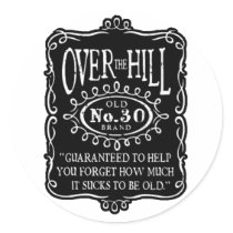 Over The Hill 30th Birthday Sticker