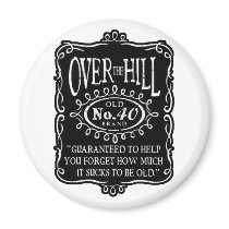 Over The Hill 40th Birthday Refrigerator Magnets