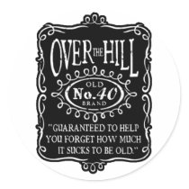 Over The Hill 40th Birthday Stickers
