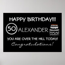 Over The Hill Birthday Banner Posters
