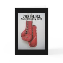 Over the Hill Birthday Card Boxing Gloves