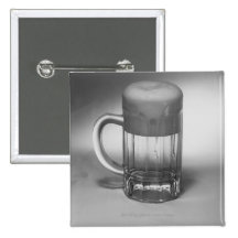 Overflowing beer glass pinback buttons