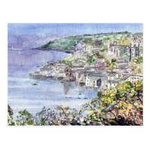 'Overlooking Fowey' Postcard
