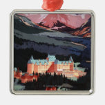 Overview of the Banff Springs Hotel Poster Christmas Ornaments