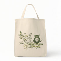 Owl 3 ~ Owl Sitting On Tree Branch Canvas Bags