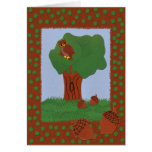 Owl and an Oak Tree Whimsical Cartoon Art Cards