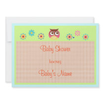 Owl and Flowers Baby Shower Invitation