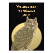 Owl and Full Moon - Halloween Party Custom Announcements