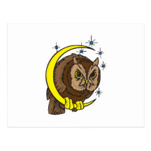 Owl and Moon Tattoo Design Postcard