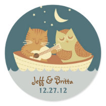 Owl and Pussycat (Blue) Wedding Sticker