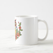 Owl and Roses Mexican style Coffee Mug