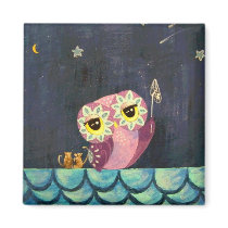 Owl Art  - Catch A Falling Star Fridge Magnets