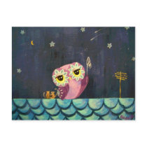 Owl Art - Catch A Falling Star Postcard